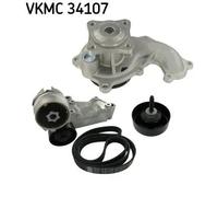 Pompa dell'acqua + kit cinghia trapezoidale VKMC 34107 SKF per FORD FOCUS I