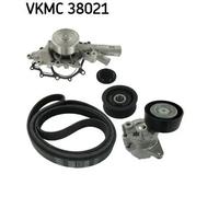 Pompa dell'acqua + kit cinghia trapezoidale VKMC 38021 SKF per MERCEDES-BENZ CLK