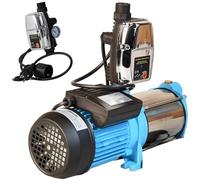 Pompa dell'acqua MAX-H 1300 con Pressostato Elettronico - Pompa da Giardino (1300 W, 6000 l/h, altezza di mandata 55 m) - Comando per Pompa - Interruttore Di Controllo Protezione Marcia a Secco