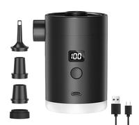 Pompa Di Aria Elettrica Portatile Con Display LED: Ricaricabile USB, Include Luce Da Campeggio E 4 Ugelli Per Galleggianti Piscina, Materassi Per Dormire E Attrezzature Per Attività All'aperto