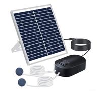 Pompa di ossigeno solare da 15 W con tubo e pietra porosa per acquario, 3 modalità regolabili, batteria integrata di backup 7 4 V 4400 mAh, angolo del pannello solare regolabile per una migliore