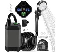 Pompa doccia portatile 6000 7800 9000 mAh con display a LED per lo stato di alimentazione e il monitoraggio della temperatura dell'acqua Funzionamento silenzioso del motore (6000 mA grigio)
