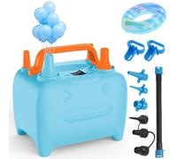 Pompa Elettrica,600W Pompa per palloncini con 6 ugelli d'aria,può essere rapida per Gonfiare e Sgonfiare,Pompa elettrica portatile per materasso gonfiabile,materassino campeggio,piscina gonfiabile blu
