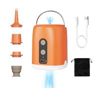 Pompa Elettrica per Materasso Gonfiabile, Gonfiatore Elettrico Portatile 4.5kPa con 4 Ugelli, Gonfia e Aspira, USB Ricaricabile, con Luce LED, Pompa per Materasso Gonfiabile (Arancione)