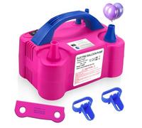 Pompa elettrica per palloncini, 220 V, 600 W, a doppio ugello, per decorazione per feste, con strumento di legatura (rosso rosa)