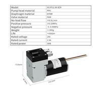 Pompa for vuoto a membrana HLVP11.96 da 8,5 l/min, pompa ad aria senza spazzole DC24, pressione positiva 0,25 MPa, controllo PWM, for analisi del gas per Dosaggio in Laboratorio
