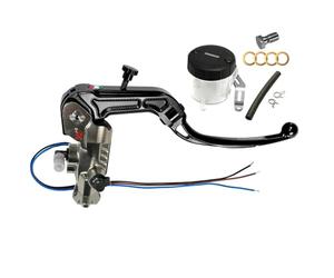 Pompa Freno Accossato Omologata ABE 61454 PRS 16x17-18-19 Con Leva Snodata Nera, Corpo Nichelato e Kit Vaschetta Olio Inclusa compatibile con HONDA CBR R PC62 Dal 2019 Al 2020 (CC 500)