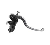 Pompa Freno Forgiata 19X18 Con Corpo Pompa Anodizzato Nero, Leva Fissa Lunga Argento (Pomello+Leva) per Ducati dal 2009 al 2009, CC 1199