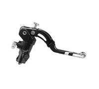 Pompa Freno Forgiata 19X18 Con Corpo Pompa Anodizzato Nero, Leva Revolution Lunga Argento(Pomello+Inserto) per Yamaha V-Max dal 2009 al 2016, CC 1700