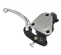 Pompa Freno Forgiata 19X19 Con Vaschetta Integrata,Leva Snodata Lunga Argento (Pomello+Leva) per Yamaha V-Max dal 2009 al 2016, CC 1700