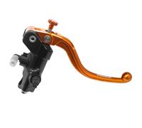 Pompa Freno - Lavorata CNC - 16x18 Con Corpo Pompa Anodizzato, Leva Fissa Corta Arancione (Pomello+Leva) per KTM SX (CC 250) 2T 2019-2022