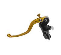 Pompa Frizione Forgiata 16X18 Con Corpo Pompa Anodizato Nero, Leva Fissa Lunga Oro (Pomello+Leva) per Ducati Scrambler Desert Sled dal 2017 al 2022, CC 800