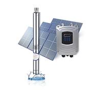 Pompa idraulica solare, DC 48V 750W Pompa sommergibile solare a 2 pollici Pompa solare for pozzi profondi 1.5T/H 50M Testa for irrigazione da pozzo per stagni, giardino faunistico, cascata