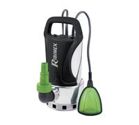 Ribimex Pompa Sommersa per Acque Scure con Particelle fino a 20 mm, 1100 W, Portata 18.500 L/h, Profondità Max 7 m, Prevalenza 8 m, Corpo in Acciaio Inox, con Interruttore a Galleggiante - PRPVC1100CI