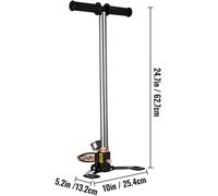 POMPA MANUALE A 3 STADI ALTA PRESSIONE con manometro ARMI Fucile PCP 4500psi