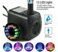 Pompa per fontana da 15 W e 800 l/h, pompa per laghetto, pompa per fontana, pompa da giardino, pompa per fontana con 12 LED