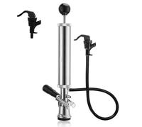 Pompa per fusti di birra da 20,3 cm, rubinetto erogatore di birra con sistema europeo S Sankey Beer Keg Pompa a mano da 20,3 cm con rubinetti per birra in PVC, linea birra e 2 morsetti per tubi, pompa