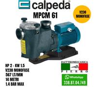 POMPA PER PISCINA MPCM CALPEDA ELETTROPOMPA PISCINE MPCM11 MPCM21 V230 HP0.5-2.5