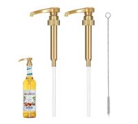 Pompa per sciroppo, confezione da 2 erogatori riutilizzabili per sciroppo di caffè, 750 ml, compatibile con Torani, Monin, Davinci per accessori da cucina e bar (2, oro, 2 pezzi)
