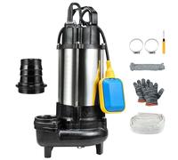 Pompa per smerigliatrice per acque reflue, pompa per pozzetto sommergibile da 1 CV, pompe per effluenti in ghisa da 110 V 6400 GPH con interruttore a galleggiante automatico, scarico NPT da 2 pollici