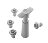 Pompa per vuoto manuale e tappi per vino Innovagoods Winuum - Include 4 tappi riutilizzabili - Previene l'ossidazione del vino - Compatto e leggero - Non adatto ai vini spumanti - Grigio