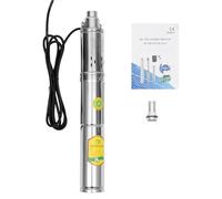 Pompa solare per pozzo profondo DC 24V 370W, pompa sommersa in acciaio inossidabile, altezza massima di sollevamento 65m, portata nominale 2m³/h, pompa solare sommersa per pozzo, irrigazione per