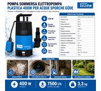 Pompa Sommersa Acque Sporche Güde 400W Elettropompa Svuotamento Cantina Pozzo