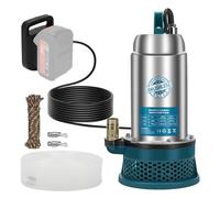 Pompa sommersa compatibile con batteria Makita da 18 V (senza batteria), pompa dell'acqua senza fili da 5000 l/h con tubo da 10 m, cavo di collegamento da 5 m, ideale per piscina, letto d'acqua