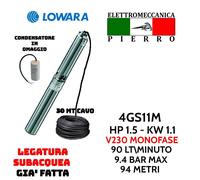 POMPA SOMMERSA PER POZZI 4" EBARA 4WN E LOWARA 4GS V230 CONDENSATORE + CAVO H05