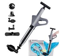 Pompa Stura Scarichi a Pressione,Stura Lavandini e Scarichi con Barometro,Sturalavandini a Pressione con 4 Testine Sostituibili,Stura WC ad Aria Compressa per Lavello,Scarico a Pavimento (Grigio)