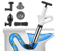 Pompa Stura Scarichi a Pressione, Sturatubi Aria Compressa con Barometro, Sturalavandini a Pressione con Quattro Diverse Ventose per Bagni Servizi Igienici Lavabi