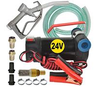 POMPA TRAVASO GASOLIO 24v POMPA GASOLIO POMPA DIESEL DA 24 V POMPA ASPIRAZIONE POMPA TRASFERIMENTO GASOLIO con tubo in gomma di 6m + pistola + cestino filtro + morsetti per batteria