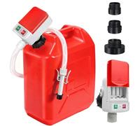 Pompa Travaso Gasolio con Sensore Auto-Stop 2.4GPM - Pompa Gasolio e Pompa Benzina per Taniche, Olio e Acqua - Pompa Carburante con Tubo Flessibile e 3 Adattatori per Trattore, Generatore e Tagliaerba