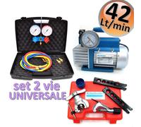 Pompa vuoto 42 Lt + set manometrico a 2 VIE + cartellatrice a frizione