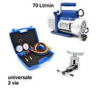 Pompa vuoto 70 LT VPM70 + set manometrico 2 vie universale + cartellatrice
