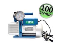 3S SuperSamaStore Pompa Vuoto Bistadio 100 Lt/Min con Elettrovalvola e Vacuometro, Pompa Vuoto Professionale Omologata per Gas R32
