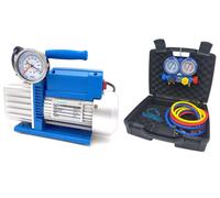 POMPA VUOTO CONDIZIONATORE BISTADIO 70 LT + MANOMETRO 4 VIE R32 R410A + 3 FRUSTE