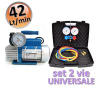 Pompa vuoto monostadio 42 Lt con elettrovalvola + set manometrico 2 VIE universa