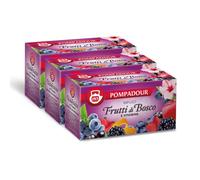 Pompadour, Infuso Frutti di Bosco e Vitamine, 60 Filtri (3 Confezione da 20 Filtri), Dolce e Fruttato, Ricco di Vitamine, Piace anche ai Bambini, Senza Lattosio, Glutine e Allergeni, Vegan