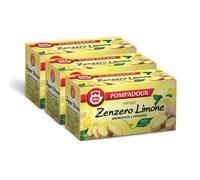 Pompadour, Infuso Zenzero e Limone, 60 Filtri (3 Confezioni da 20 Filtri), Aromatico e Speziato, 100% Naturale, Senza Lattosio, Glutine e Allergeni, Vegan