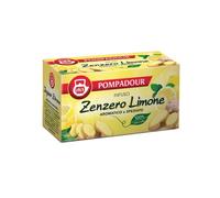 Pompadour | Infuso Zenzero Limone Profumato Fragrante | Tisana Frutta Spezie Naturale Senza Caffeina - 20 Filtri
