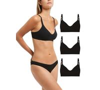 POMPEA 3 Pezzi Reggiseno Senza Ferretto in Cotone, Brassiere Morbida ed Elastica con Coppe Preformate