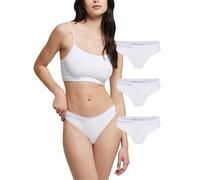 POMPEA 3 Pezzi Slip Donna in Cotone Elasticizzato Seamless, Brasiliana Donna con Cinturino Elastico Logato