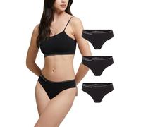 POMPEA 3 Pezzi Slip Donna in Cotone Elasticizzato Seamless, Brasiliana Donna con Cinturino Elastico Logato