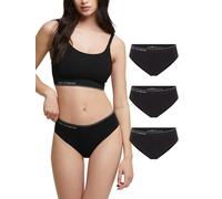 POMPEA 3 Pezzi Slip Donna in Cotone Elasticizzato Seamless, Mutande con Cinturino Elastico Logato (Nero, L/XL)