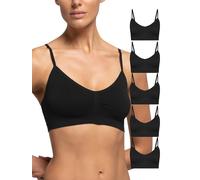 POMPEA 5 Pezzi Reggiseno Senza Ferretto Invisibile, Brassiere Seamless L-XL Nero