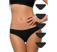 POMPEA 5 Pezzi Slip Donna in Cotone a Vita Bassa, Mutande in Tessuto Jersey Elasticizzato con Cuciture Piatte