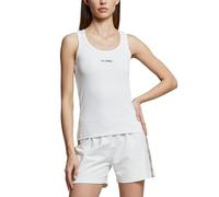 POMPEA Canotta Donna in Cotone Elasticizzato, Canottiera Donna Sportiva con Taglio Ergonomico a Vogatore sulle Spalle a Tinta Unita con Logo No Stress