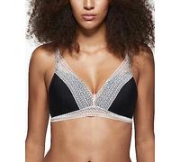 POMPEA Pack 3 Pezzi Reggiseno Imbottito Microfibra Nero e Pizzo Avorio