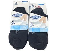 POMPEA Pack 6 Paia Fantasmini Uomo Blu Nero Bianco Cotone (6 Paia Nero - 39/42)